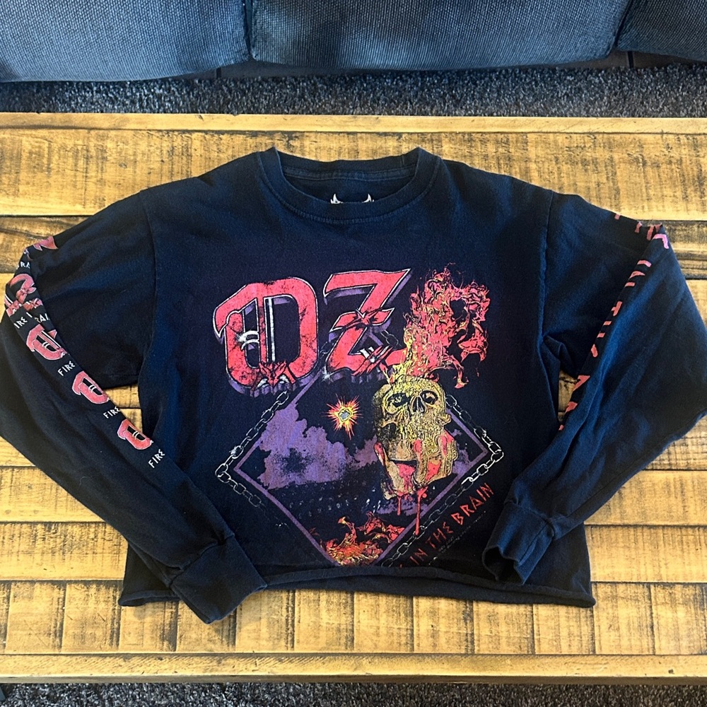 OZ Fire in the Brain NWOBHM Long Sleeve Crop Top